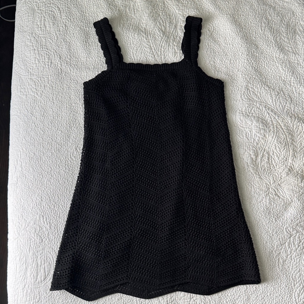 Black Crochet Sleeveless Dress